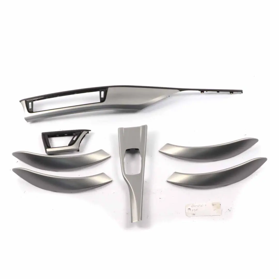 Set Trim Dashboard Dash Cover Strip Hexagonal Aluminium Black Gloss to BMW F30 F31 with Part number 8064256 BMW F30 F31 Set Trim Dashboard Dash Cover Strip Hexagonal Aluminium Black Gloss - SKU rhd-8064256-1 - Part number 8064256