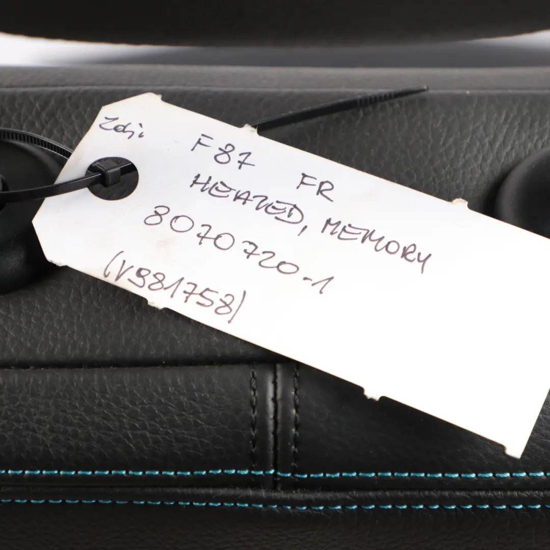 BMW F87 M2 Front Seat Right O/S Heated Memory Leather Dakota Black Contrast Blue - SKU rhd-8070720-1 - Part number 8070720