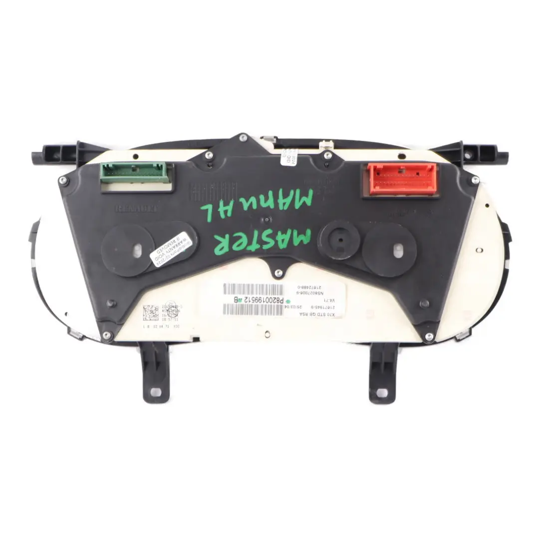 Renault Master Diesel Instrument Cluster Speedo Clocks Meter Manual - SKU rhd-8200199512B - Part number 8200199512B