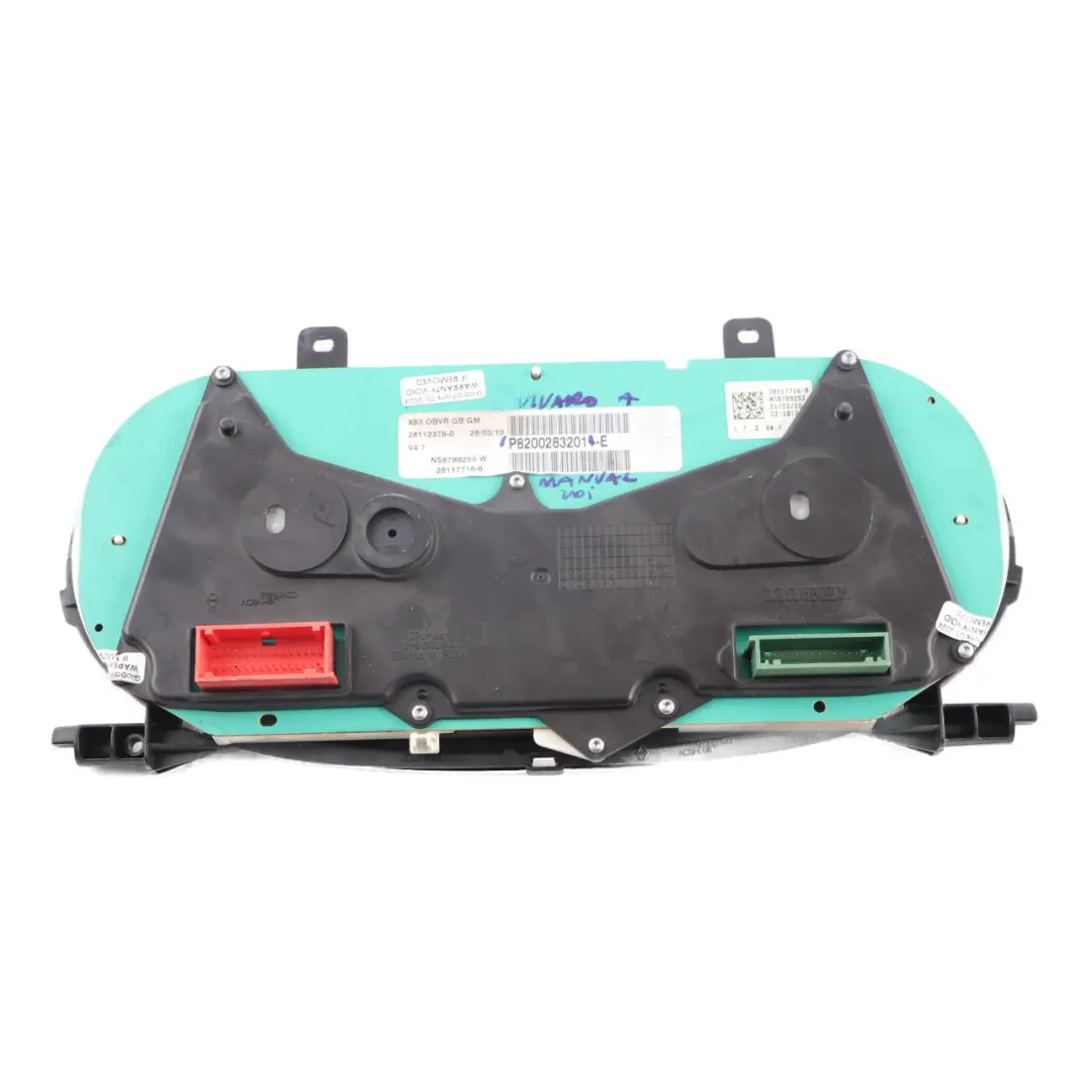 Instrument Cluster Speedo Clocks Meter Manual to Vauxhall Vivaro Diesel with Part number 8200283201 Vauxhall Vivaro Diesel Instrument Cluster Speedo Clocks Meter Manual - SKU rhd-8200283201 - Part number 8200283201