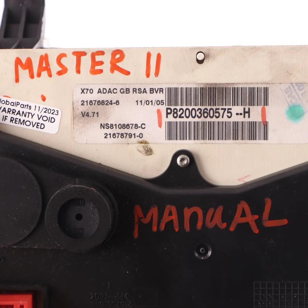 Instrument Cluster Speedo Clocks Meter Manual to Renault Master 2 Diesel with Part number 8200360575 Renault Master 2 Diesel Instrument Cluster Speedo Clocks Meter Manual - SKU rhd-8200360575 - Part number 8200360575