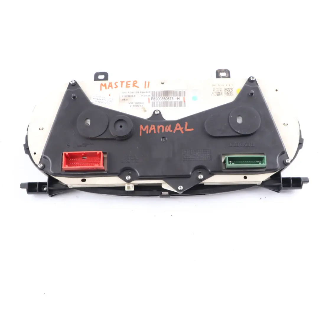 Instrument Cluster Speedo Clocks Meter Manual to Renault Master 2 Diesel with Part number 8200360575 Renault Master 2 Diesel Instrument Cluster Speedo Clocks Meter Manual - SKU rhd-8200360575 - Part number 8200360575