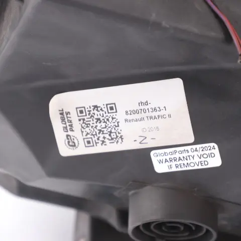 Headlight Renault Trafic Vauxhall Vivaro Headlamp Front Left N/S Lamp to with Part number 8200701363 Headlight Renault Trafic Vauxhall Vivaro Headlamp Front Left N/S Lamp - SKU rhd-8200701363-1 - Part number 8200701363