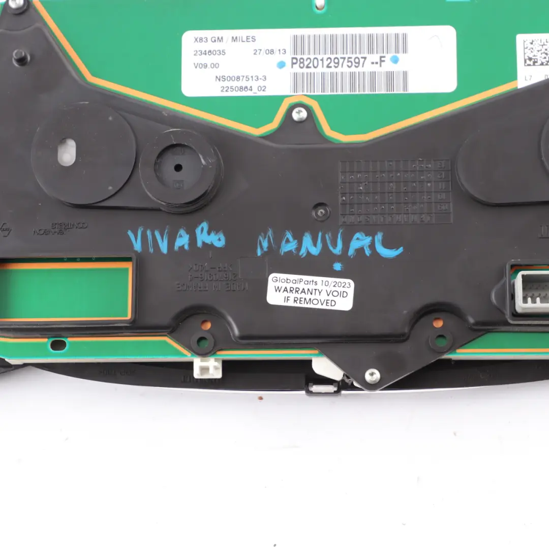 Instrument Cluster Speedo to Renault Trafic 2 Vauxhall Vivaro A Diesel with Part number 8201297597 Renault Trafic 2 Vauxhall Vivaro A Diesel Instrument Cluster Speedo - SKU rhd-8201297597 - Part number 8201297597