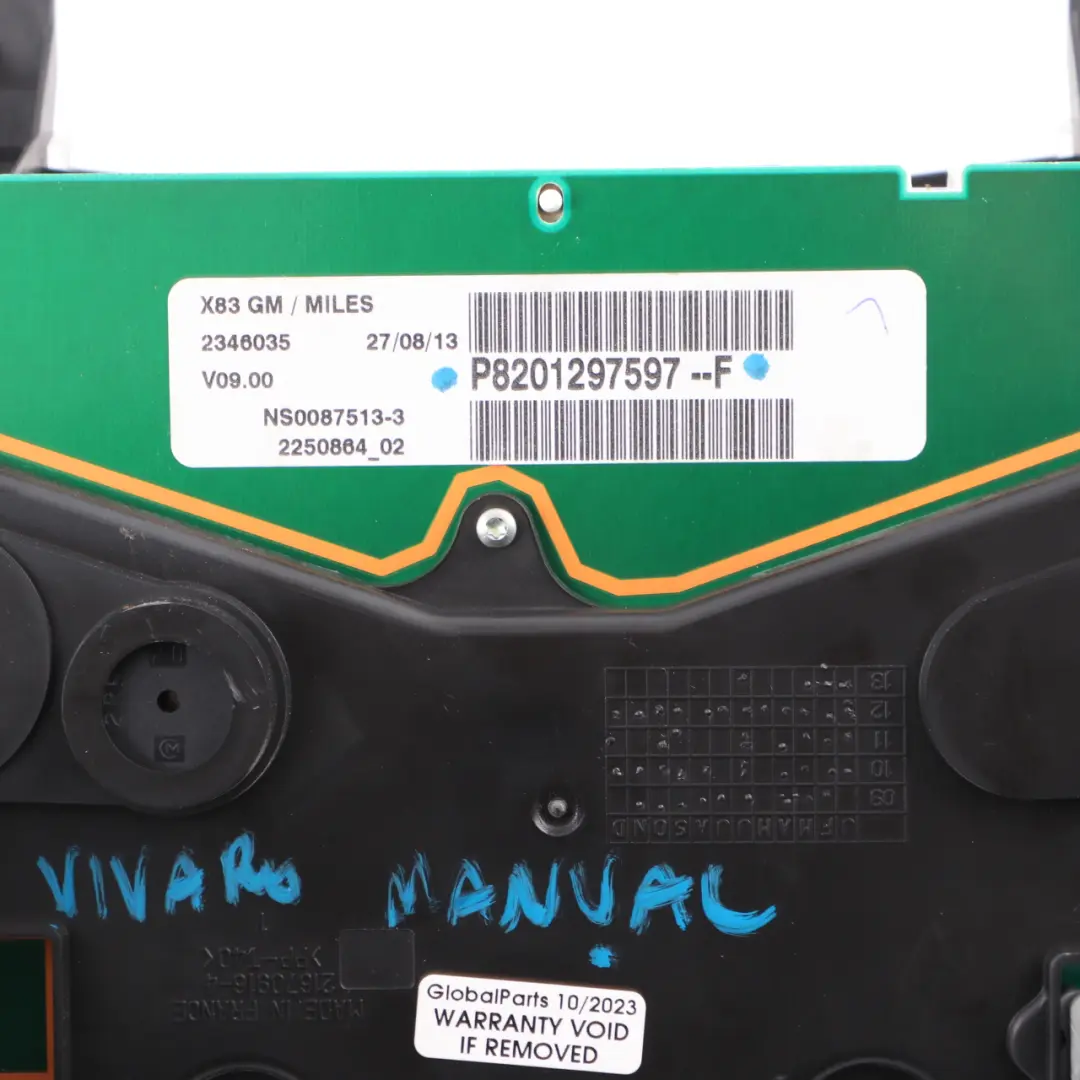 Instrument Cluster Speedo to Renault Trafic 2 Vauxhall Vivaro A Diesel with Part number 8201297597 Renault Trafic 2 Vauxhall Vivaro A Diesel Instrument Cluster Speedo - SKU rhd-8201297597 - Part number 8201297597