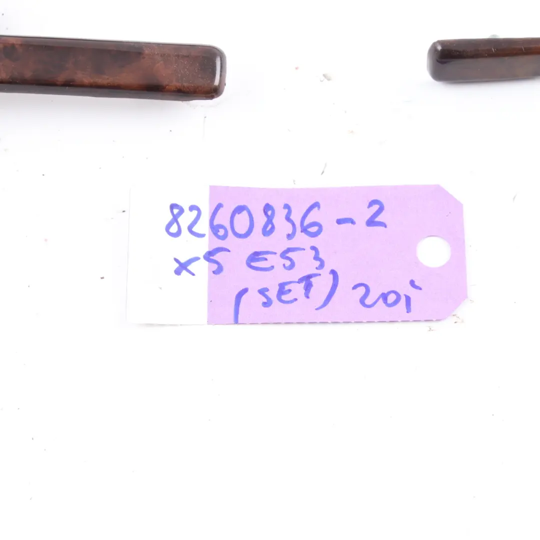 BMW X5 E53 Interior Dashboard Dash Light Poplar Wood Trim Panel Strip Set - SKU rhd-8260836-2 - Part number 8260836
