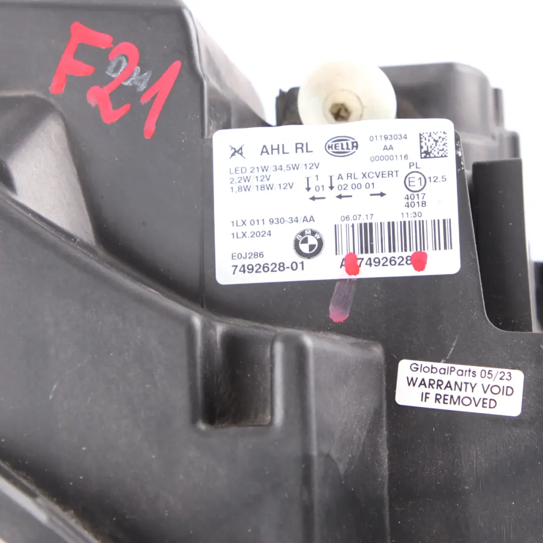 Headlamp BMW F20 F21 LCI Headlight AHL Adaptive Led Black Right O/S 7492628 to with Part number 8492462 Headlamp BMW F20 F21 LCI Headlight AHL Adaptive Led Black Right O/S 7492628 - SKU rhd-8492462 - Part number 8492462