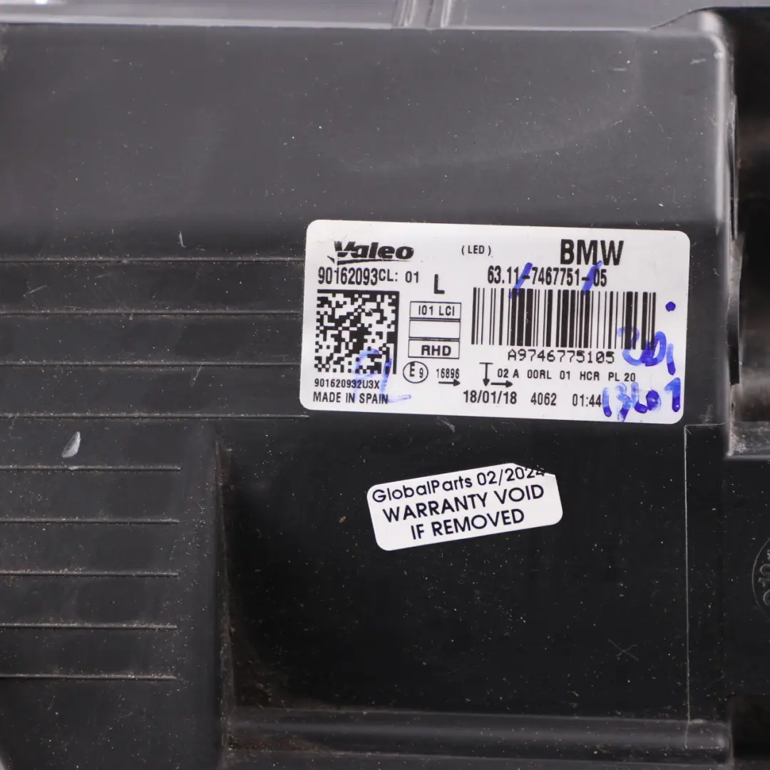 Headlight Headlamp Front Light Lamp LED Left N/S 7467751 to BMW i3 I01 LCI with Part number 8494339 BMW i3 I01 LCI Headlight Headlamp Front Light Lamp LED Left N/S 7467751 - SKU rhd-8494339 - Part number 8494339