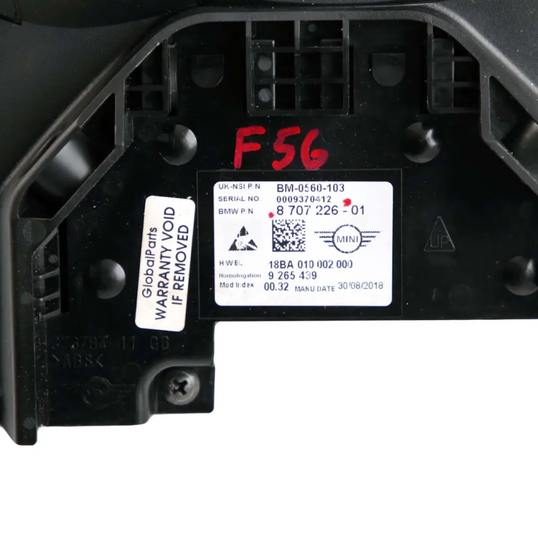 Speedometer Speedo Clock Instrument Cluster MPH to Mini Cooper S F55 F56 with Part number 8707226 Mini Cooper S F55 F56 Speedometer Speedo Clock Instrument Cluster MPH - SKU rhd-8707226 - Part number 8707226