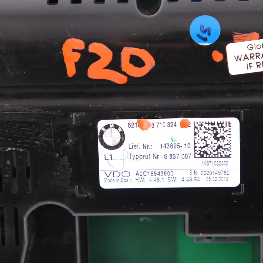 Instrument Cluster Speedo Clocks MPH Automatic to BMW F20 F21 LCI Petrol with Part number 8710824 BMW F20 F21 LCI Petrol Instrument Cluster Speedo Clocks MPH Automatic - SKU rhd-8710824 - Part number 8710824