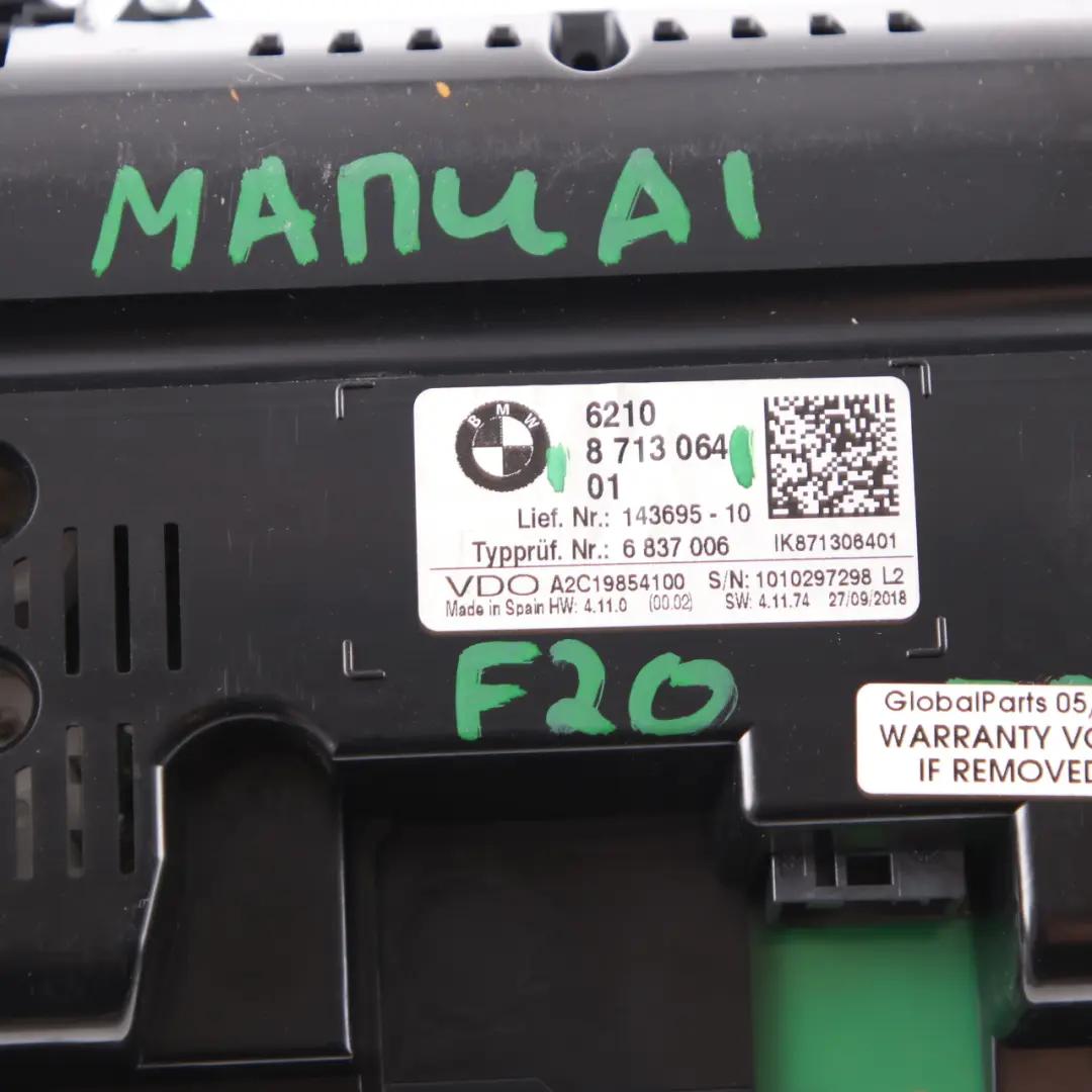 Instrument Cluster BMW F20 F21 LCI Petrol Speedo Clocks Meter MPH Manual to with Part number 8713064 Instrument Cluster BMW F20 F21 LCI Petrol Speedo Clocks Meter MPH Manual - SKU rhd-8713064 - Part number 8713064