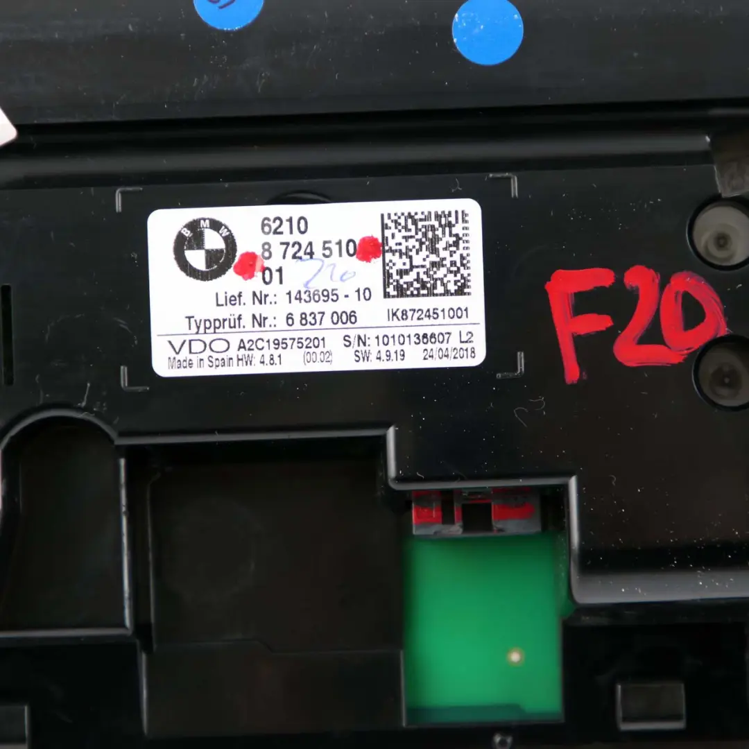 BMW F20 F21 F22 F23 LCI Instrument Cluster Speedo Clocks MPH Automatic - SKU rhd-8724510 - Part number 8724510