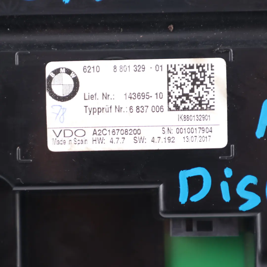 Instrument Cluster BMW F20 F21 F22 LCI Diesel Speedo Clocks Automatic to with Part number 8801329 Instrument Cluster BMW F20 F21 F22 LCI Diesel Speedo Clocks Automatic - SKU rhd-8801329 - Part number 8801329