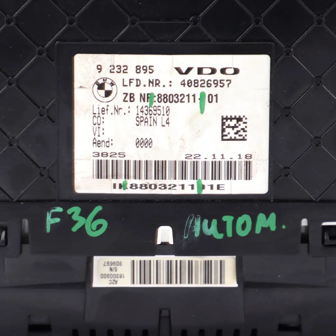 Instrument Cluster BMW F30 F31 F32 Diesel Speedo Clocks Meter Automatic to with Part number 8803211 Instrument Cluster BMW F30 F31 F32 Diesel Speedo Clocks Meter Automatic - SKU rhd-8803211 - Part number 8803211