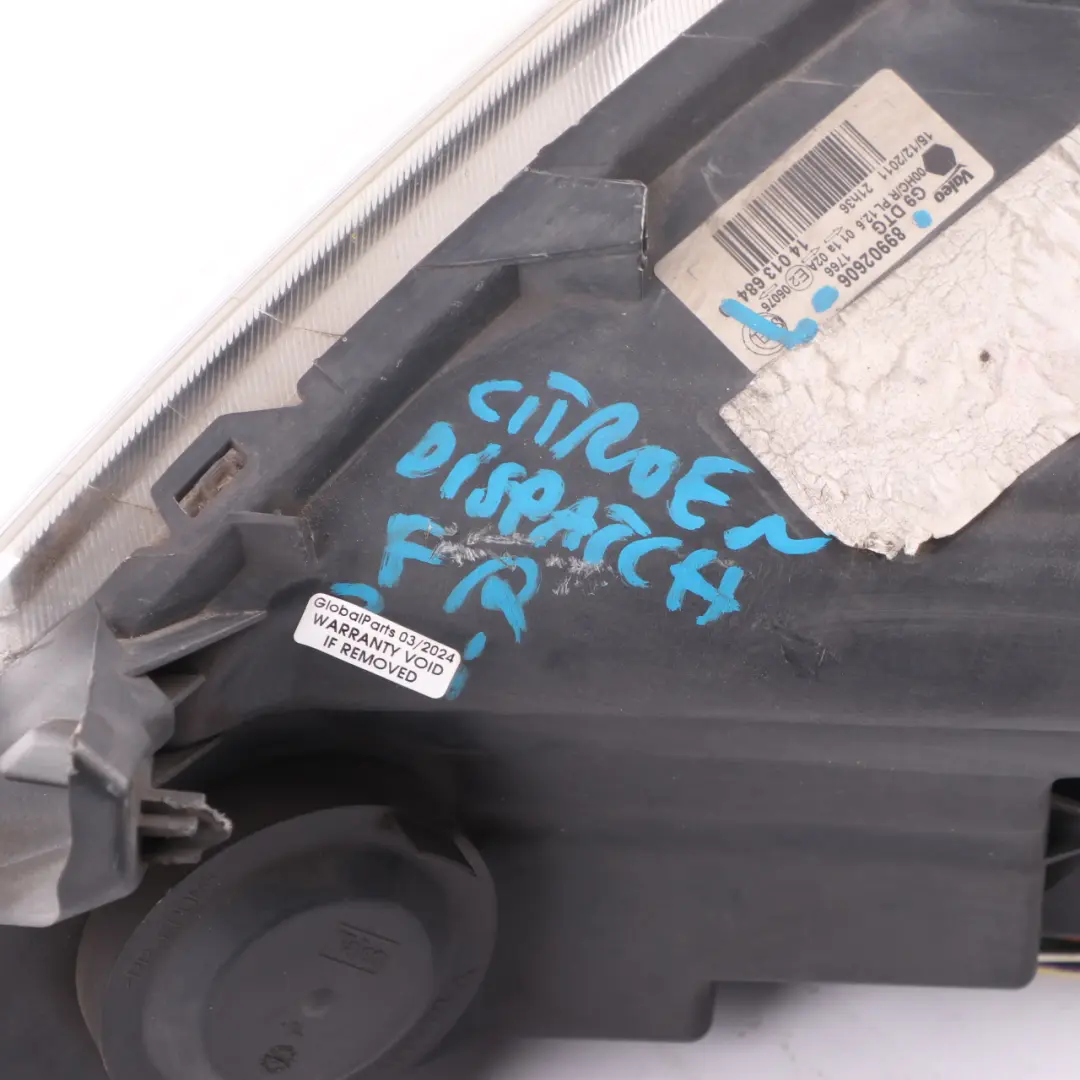 Citroen Dispatch Headlight Headlamp Light Lamp Front Right O/S to with Part number 89902606 Citroen Dispatch Headlight Headlamp Light Lamp Front Right O/S - SKU rhd-89902606-1 - Part number 89902606