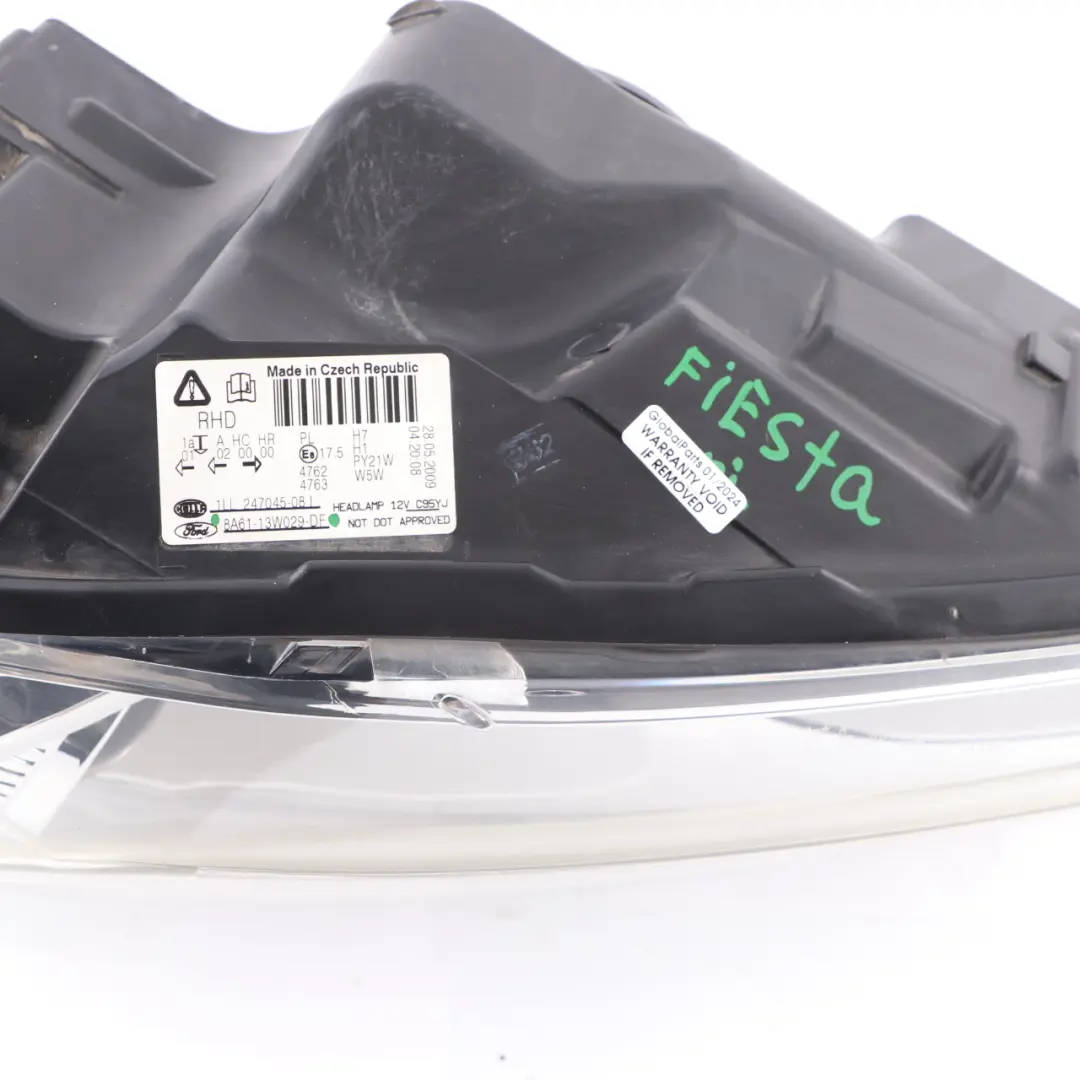 Headlamp Headlight Front Right O/S Lamp Light to Ford Fiesta MK7 with Part number 8A6113W029DF Ford Fiesta MK7 Headlamp Headlight Front Right O/S Lamp Light - SKU rhd-8A6113W029DF - Part number 8A6113W029DF