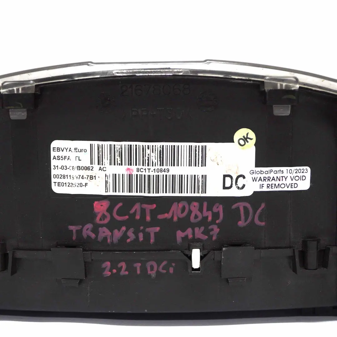 Instrument Cluster Speedo Clocks Manual to Ford Transit MK7 Diesel with Part number 8C1T10849DC Ford Transit MK7 Diesel Instrument Cluster Speedo Clocks Manual - SKU rhd-8C1T10849DC - Part number 8C1T10849DC