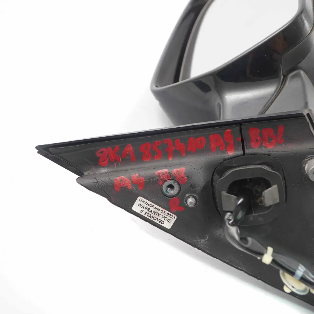 Wing Mirror Door Right O/S Brilliant Black Metallic LY9B to Audi A4 B8 with Part number 8K1857410AG Audi A4 B8 Wing Mirror Door Right O/S Brilliant Black Metallic LY9B - SKU rhd-8K1857410AG-BBL - Part number 8K1857410AG