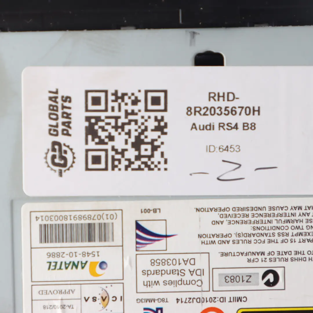 Music Stereo Radio CD Player Head Unit to Audi A4 RS4 B8 with Part number 8R2035670H Audi A4 RS4 B8 Music Stereo Radio CD Player Head Unit - SKU RHD-8R2035670H - Part number 8R2035670H