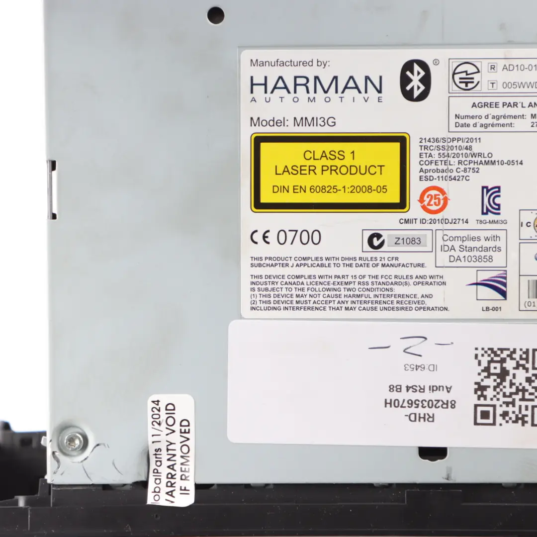 Music Stereo Radio CD Player Head Unit to Audi A4 RS4 B8 with Part number 8R2035670H Audi A4 RS4 B8 Music Stereo Radio CD Player Head Unit - SKU RHD-8R2035670H - Part number 8R2035670H