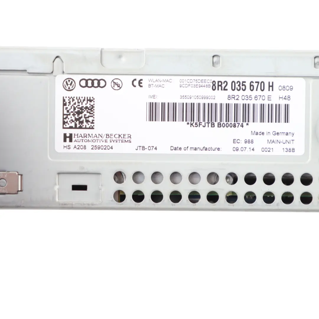 Music Stereo Radio CD Player Head Unit to Audi A4 RS4 B8 with Part number 8R2035670H Audi A4 RS4 B8 Music Stereo Radio CD Player Head Unit - SKU RHD-8R2035670H - Part number 8R2035670H