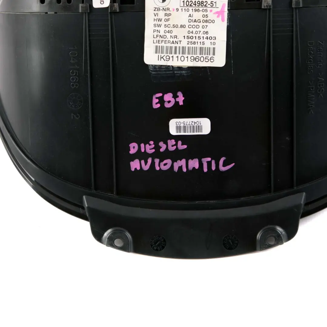 Instrument Cluster Speedo Meter Clocks Automatic to BMW E81 E87 E88 Diesel with Part number 9110196 BMW E81 E87 E88 Diesel Instrument Cluster Speedo Meter Clocks Automatic - SKU rhd-9110196-1 - Part number 9110196