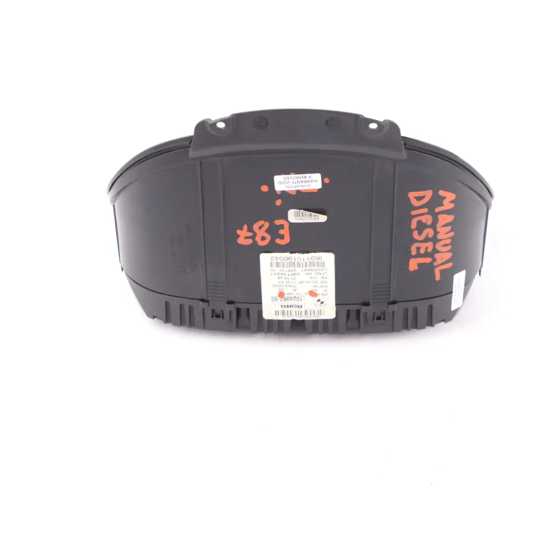  Instrument Cluster BMW E81 E87 E88 Diesel Speedo Meter Clocks Manual - SKU rhd-9110196 - Part number 9110196