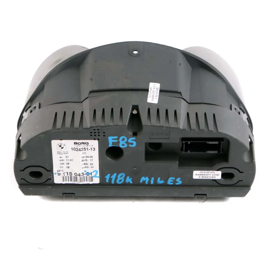 Instrument Cluster Speedo Clocks Manual 9115043 to BMW Z4 Series E85 Roadster 2 with Part number 9168171 BMW Z4 Series E85 Roadster 2 Instrument Cluster Speedo Clocks Manual 9115043 - SKU rhd-9115043-2 - Part number 9168171