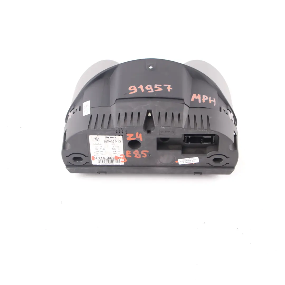 Instrument Cluster BMW Z4 E85 Roadster Speedo Clocks Manual 9115043 to with Part number 9168171 Instrument Cluster BMW Z4 E85 Roadster Speedo Clocks Manual 9115043 - SKU rhd-9115043-3 - Part number 9168171