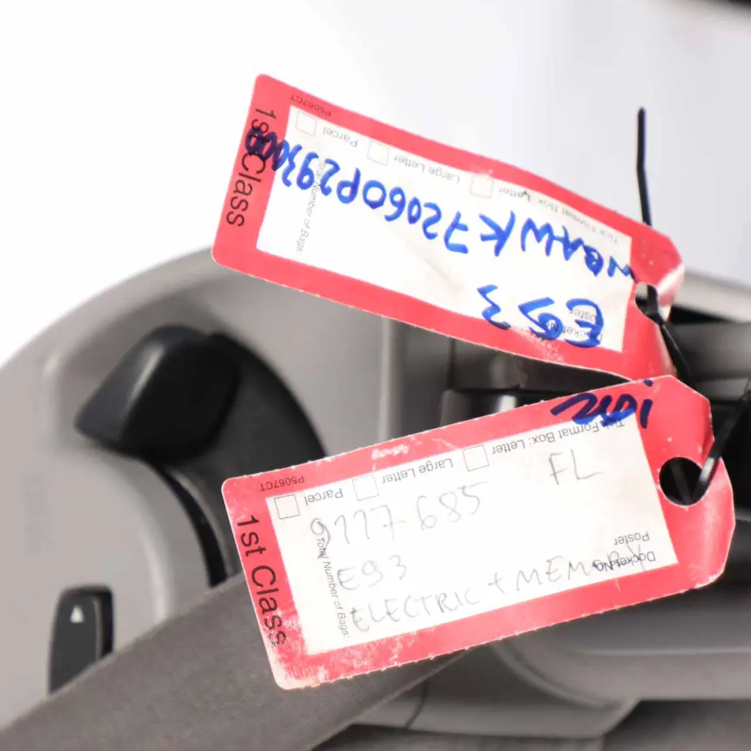 Front Seat BMW E93 Convertible Cloth Fluid Linea Grey Right O/S Memory to with Part number 9117686 Front Seat BMW E93 Convertible Cloth Fluid Linea Grey Right O/S Memory - SKU rhd-9117686-1 - Part number 9117686