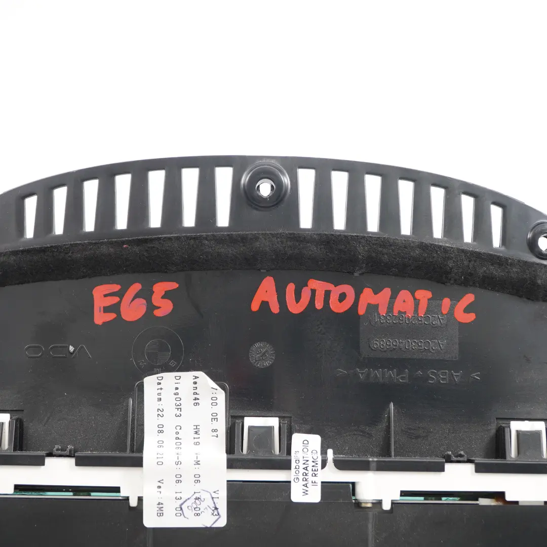 730i Instrument Cluster Speedometer Automatic Petrol to BMW E65 E66 with Part number 9124816 BMW E65 E66 730i Instrument Cluster Speedometer Automatic Petrol - SKU rhd-9124816 - Part number 9124816