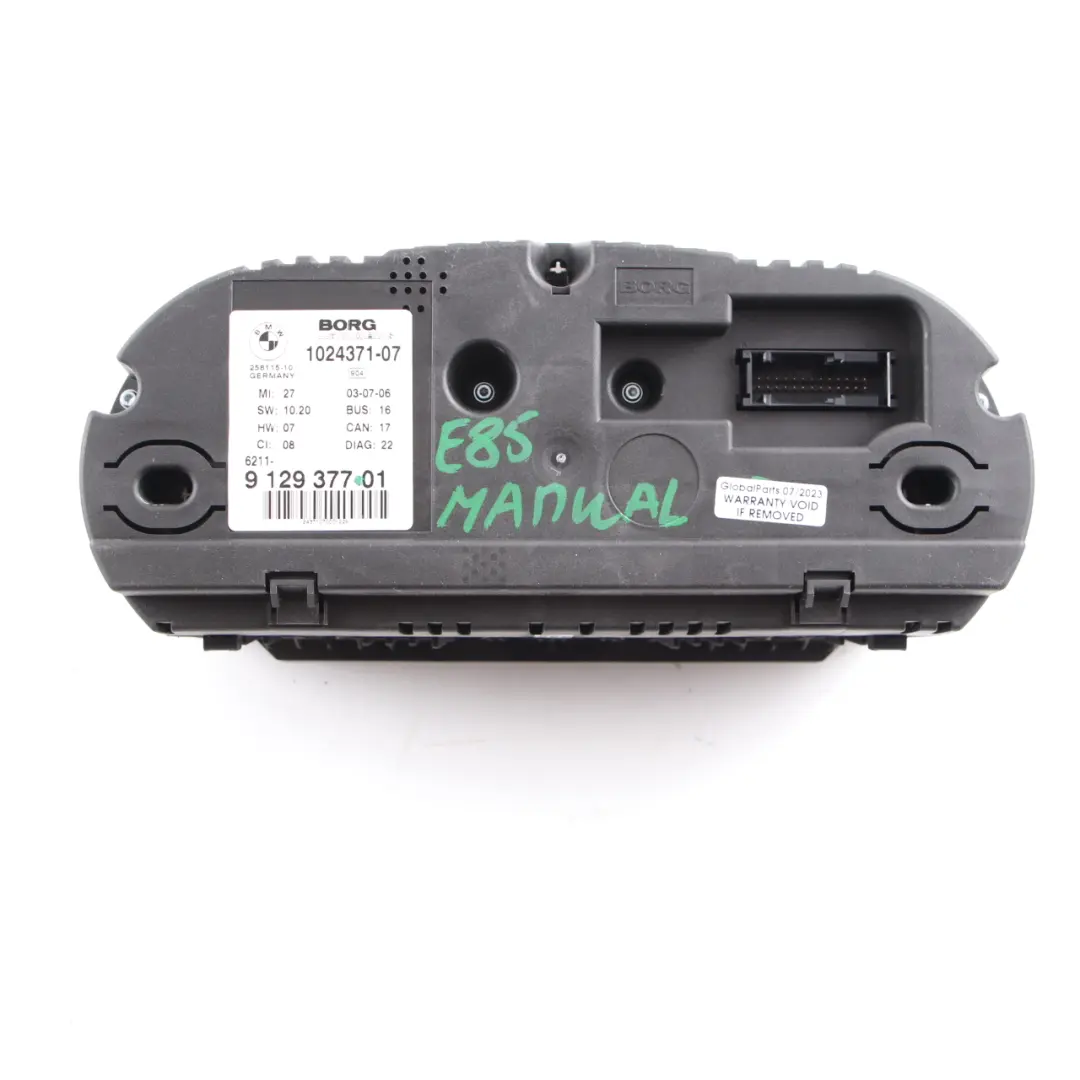 2.5si 3.0i Petrol Instrument Cluster Speedo Clocks Manual to BMW Z4 E85 with Part number 9129377 BMW Z4 E85 2.5si 3.0i Petrol Instrument Cluster Speedo Clocks Manual - SKU rhd-9129377 - Part number 9129377