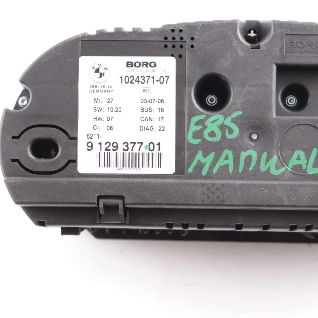 2.5si 3.0i Petrol Instrument Cluster Speedo Clocks Manual to BMW Z4 E85 with Part number 9129377 BMW Z4 E85 2.5si 3.0i Petrol Instrument Cluster Speedo Clocks Manual - SKU rhd-9129377 - Part number 9129377