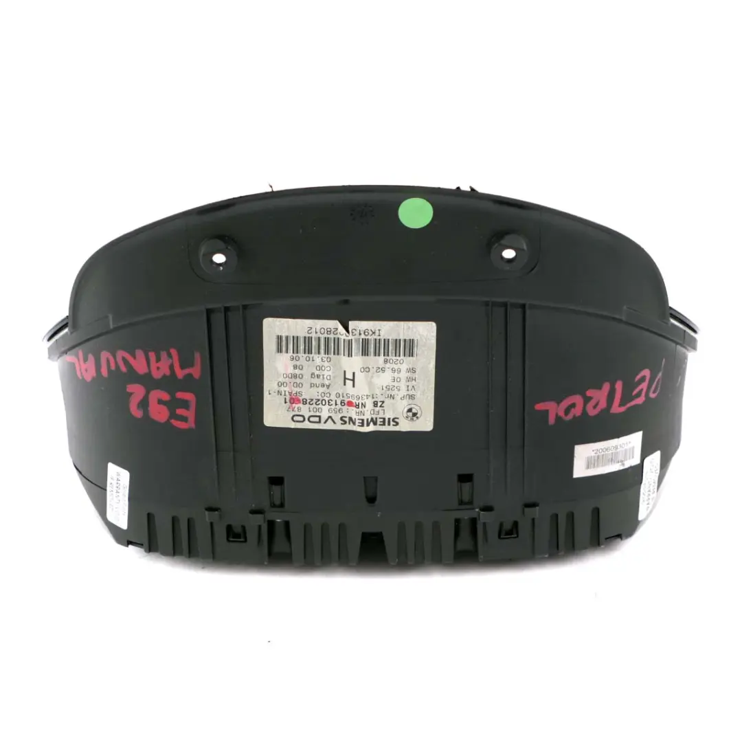 Instrument Cluster Clocks Speedo 9130228 Manual to BMW E90 E91 E92 E93 Petrol with Part number 9316150 BMW E90 E91 E92 E93 Petrol Instrument Cluster Clocks Speedo 9130228 Manual - SKU rhd-9130228 - Part number 9316150