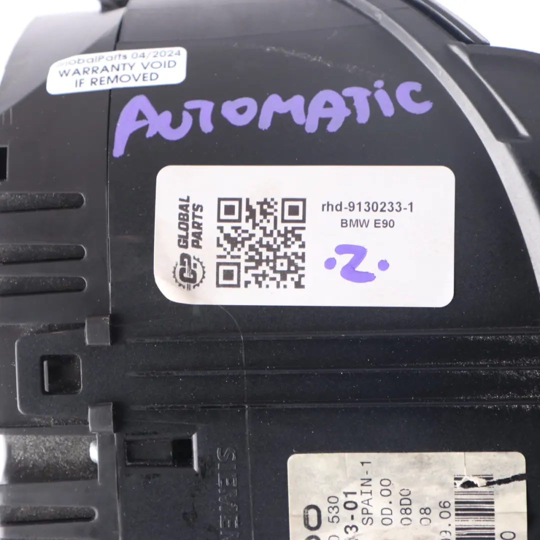 M57N2 Instrument Cluster Speedo Automatic 9130233 to BMW E90 E91 E92 335d Diesel with Part number 9316156 BMW E90 E91 E92 335d Diesel M57N2 Instrument Cluster Speedo Automatic 9130233 - SKU rhd-9130233-1 - Part number 9316156