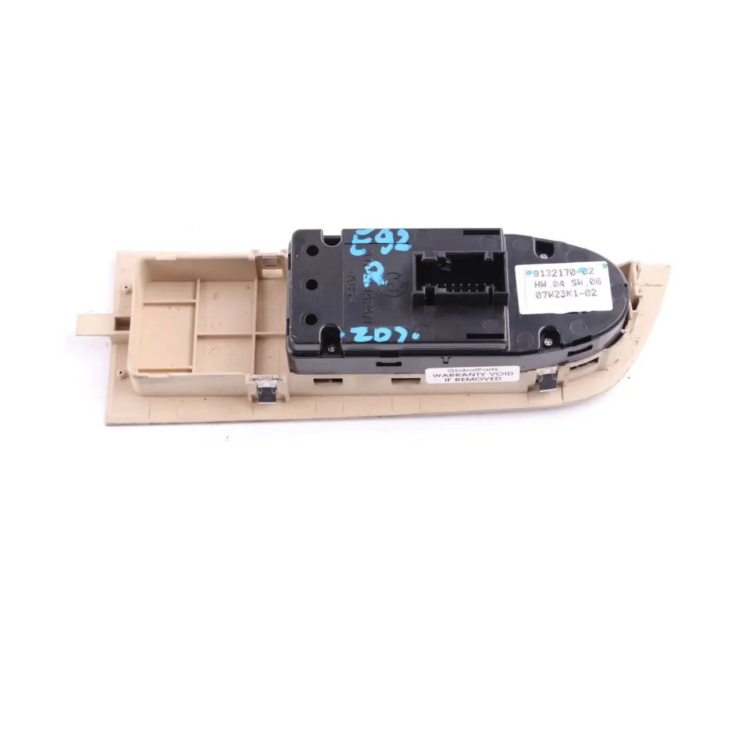 BMW E92 LCI Window Lifter Switch Driver's Side Right O/S Button Beige - SKU rhd-9132170 - Part number 9132170