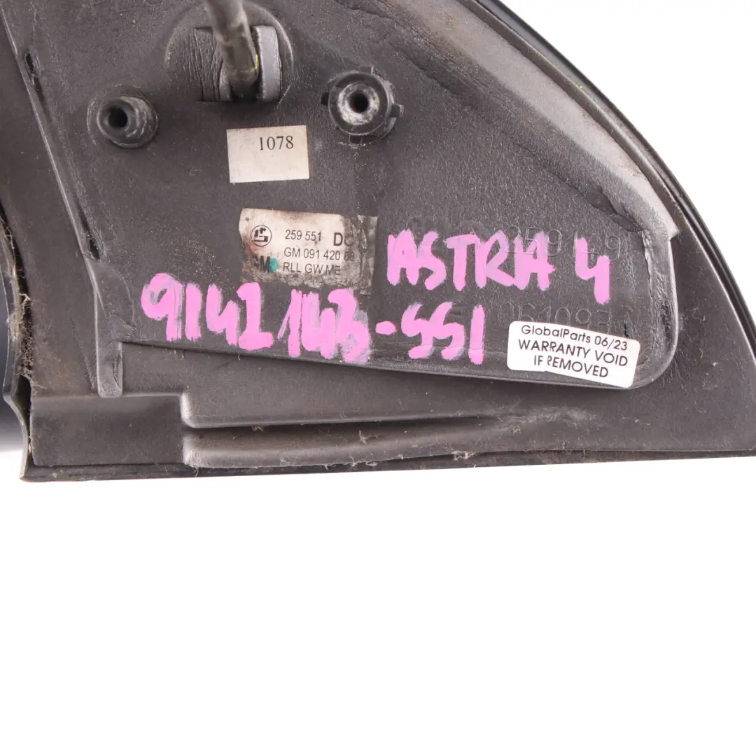 MK4 Wing Mirror Outside Door Left N/S Star Silver to Vauxhall Astra G with Part number 9142143 Vauxhall Astra G MK4 Wing Mirror Outside Door Left N/S Star Silver - SKU rhd-9142143-SSI - Part number 9142143