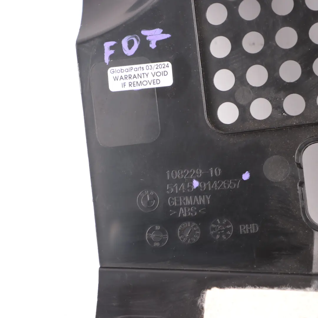 Panel BMW F07 GT Instrument Panel Passenger's Footwell Trim Black 9142657 to with Part number 9199153 Panel BMW F07 GT Instrument Panel Passenger's Footwell Trim Black 9142657 - SKU rhd-9142657 - Part number 9199153