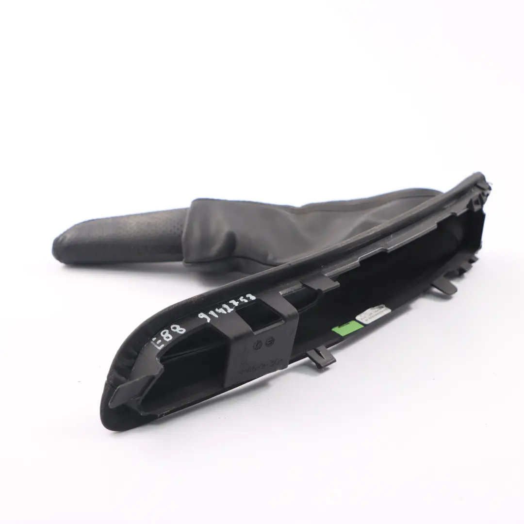 Handbrake Lever Cover Leather Black to BMW 1 Series E81 E82 E87 E88 LCI with Part number 9142753 BMW 1 Series E81 E82 E87 E88 LCI Handbrake Lever Cover Leather Black - SKU rhd-9142753 - Part number 9142753