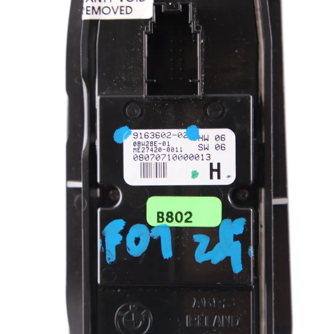 BMW F01 F02 Window Lifter Switch Door Control Operating Unit Grey - SKU rhd-9163602 - Part number 9163602