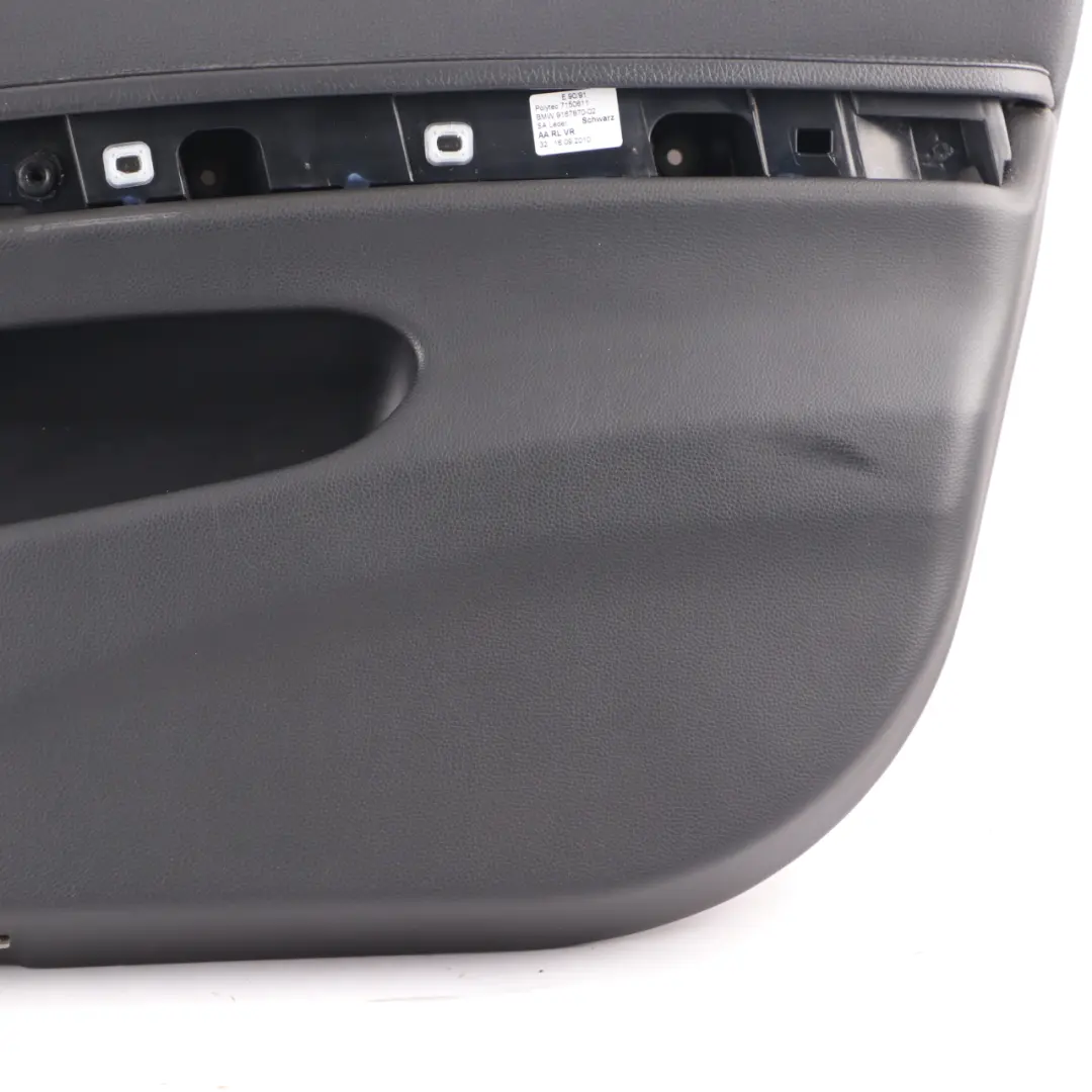Front Right Door Card O/S Black Leather Trim Panel to BMW E90 E91 LCI with Part number 9167822 BMW E90 E91 LCI Front Right Door Card O/S Black Leather Trim Panel - SKU rhd-9167822 - Part number 9167822