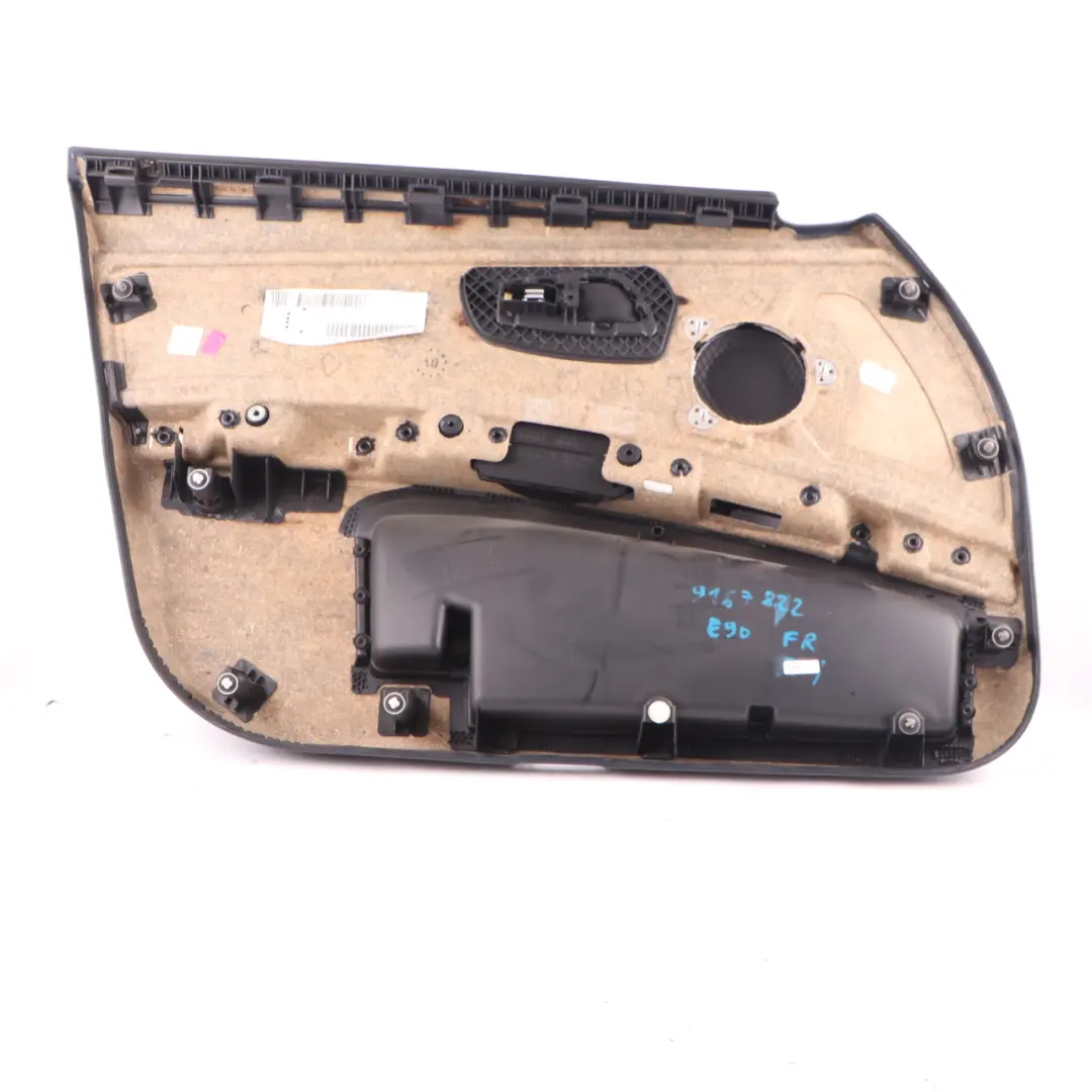 BMW E90 E91 LCI Front Right Door Card O/S Black Leather Trim Panel - SKU rhd-9167822 - Part number 9167822