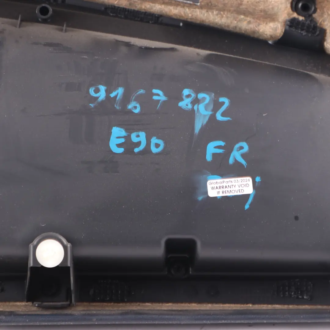 BMW E90 E91 LCI Front Right Door Card O/S Black Leather Trim Panel - SKU rhd-9167822 - Part number 9167822