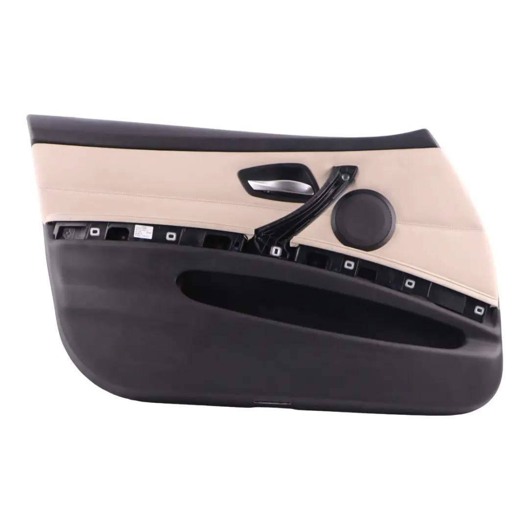 Front Left Door Card N/S Leather Oyster Trim Panel to BMW E90 E91 LCI with Part number 9167829 BMW E90 E91 LCI Front Left Door Card N/S Leather Oyster Trim Panel - SKU rhd-9167829 - Part number 9167829