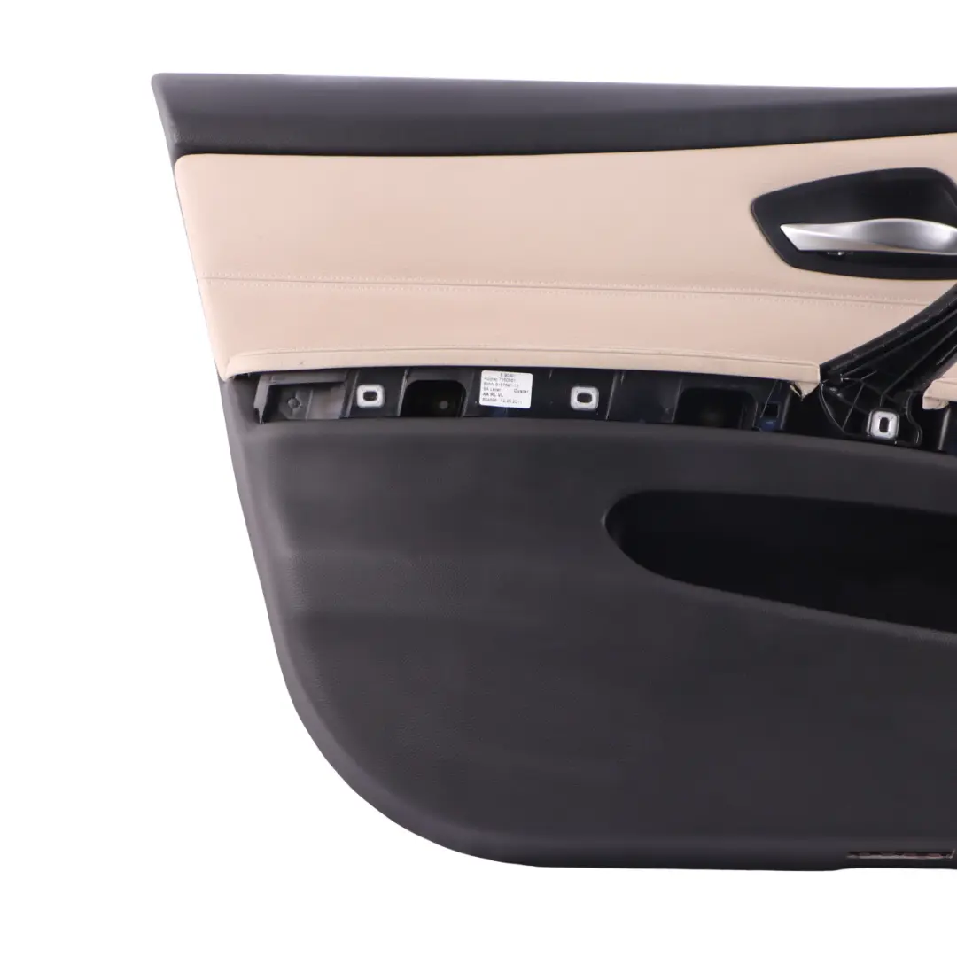 Front Left Door Card N/S Leather Oyster Trim Panel to BMW E90 E91 LCI with Part number 9167829 BMW E90 E91 LCI Front Left Door Card N/S Leather Oyster Trim Panel - SKU rhd-9167829 - Part number 9167829
