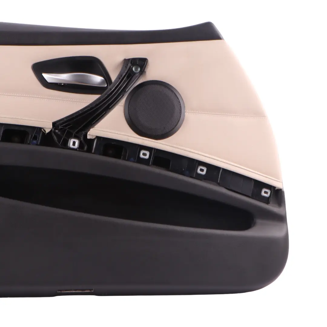 Front Left Door Card N/S Leather Oyster Trim Panel to BMW E90 E91 LCI with Part number 9167829 BMW E90 E91 LCI Front Left Door Card N/S Leather Oyster Trim Panel - SKU rhd-9167829 - Part number 9167829