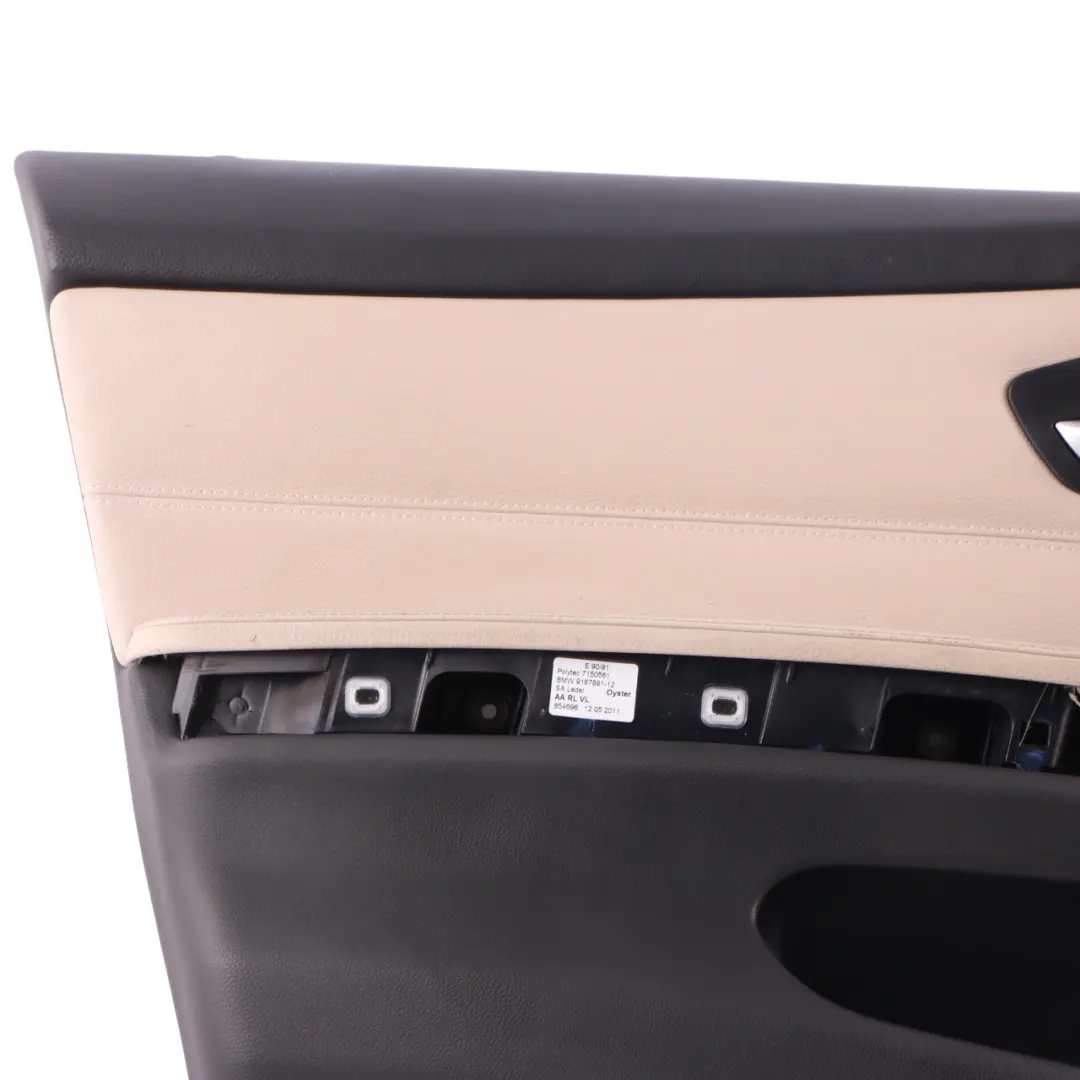 BMW E90 E91 LCI Front Left Door Card N/S Leather Oyster Trim Panel - SKU rhd-9167829 - Part number 9167829