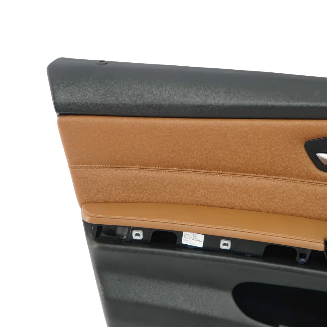 Front Left N/S Door Card Panel Leather Dakota Saddle Brown to BMW 3 Series E90 LCI with Part number 9167833 BMW 3 Series E90 LCI Front Left N/S Door Card Panel Leather Dakota Saddle Brown - SKU rhd-9167833 - Part number 9167833