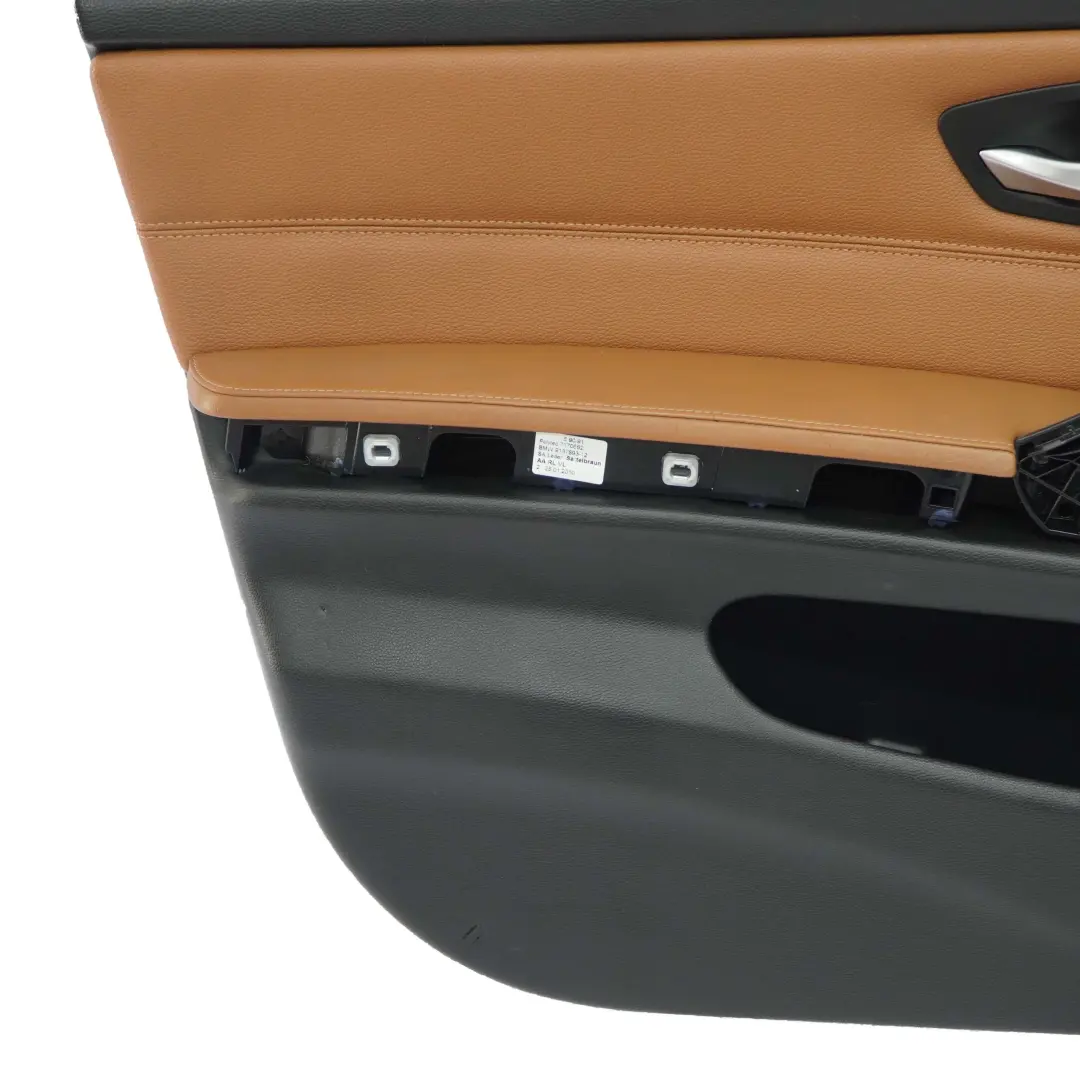 Front Left N/S Door Card Panel Leather Dakota Saddle Brown to BMW 3 Series E90 LCI with Part number 9167833 BMW 3 Series E90 LCI Front Left N/S Door Card Panel Leather Dakota Saddle Brown - SKU rhd-9167833 - Part number 9167833