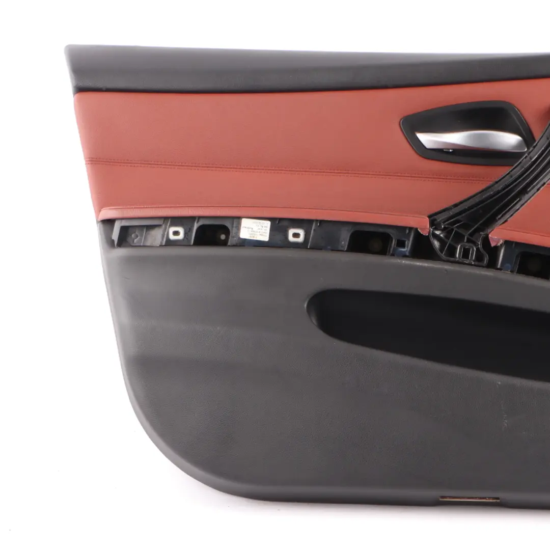 Door Card Front Left N/S Trim Panel Leather Dakota Red Brown to BMW E90 E91 LCI with Part number 9167837 BMW E90 E91 LCI Door Card Front Left N/S Trim Panel Leather Dakota Red Brown - SKU rhd-9167837-1 - Part number 9167837